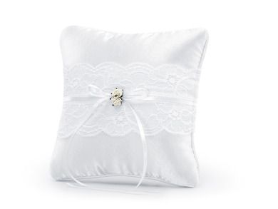 PartyDeco, poduszka na obrączki ślubne, biały, 16-16 cm