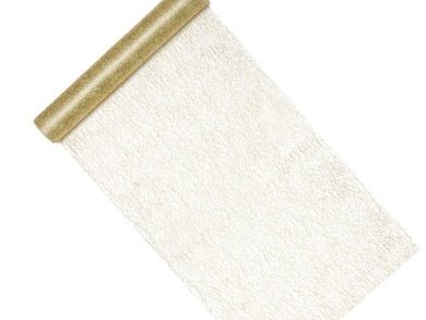PartyDeco, siatka dekoracyjna, bieżnik, fibra, złoty, 0,36-9 m
