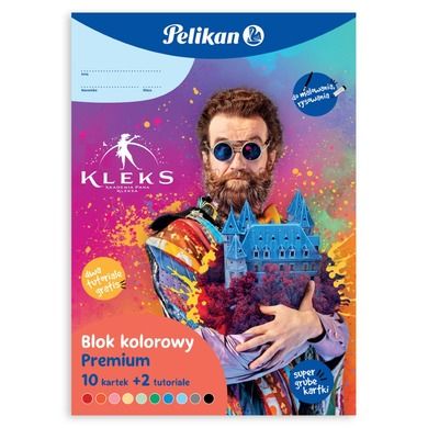 Pelikan, Kleks, blok rysunkowy, kolorowy, 10 kartek + 2 tutoriale