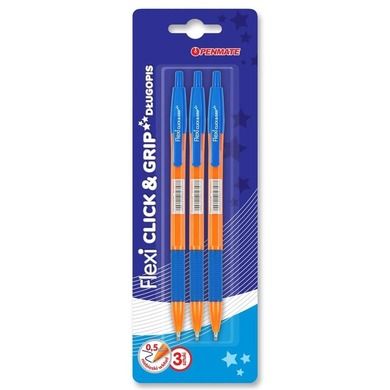 Penmate, Flexi, długopis, Clic&Grip, 0,5 mm, 3 szt.