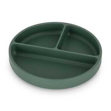 Petite&Mars, Take&Match, silikonowy talerzyk z przegródkami, okrągły, Green Misty, 6m+