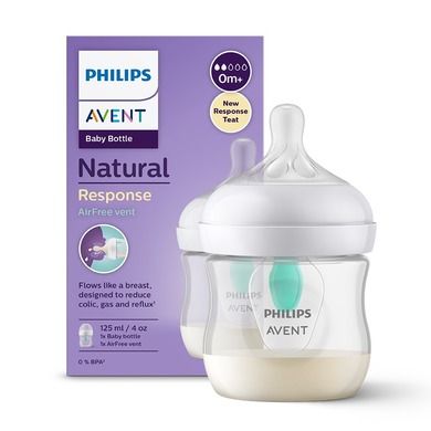 Philips Avent, Responsywne Butelki Natural, Air Free, butelka z wentylem, 0m+, 125 ml