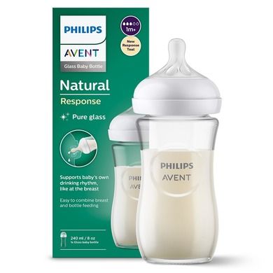 Philips Avent, Responsywne Butelki Natural, szklana butelka, 1m+, 240 ml