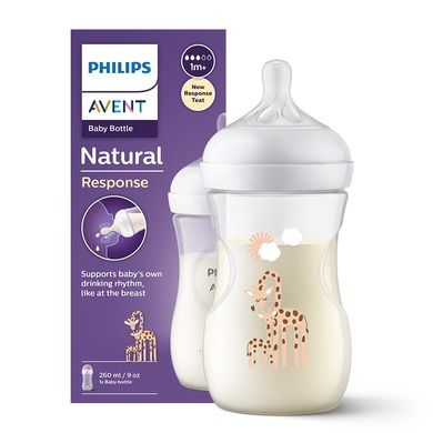 Philips Avent, Responsywne Butelki Natural, Żyrafa, butelka, 1m+, 260 ml