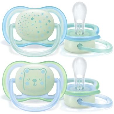 Philips Avent, Ultra Air, Night, smoczek uspokajający, niebieski, 0-6m