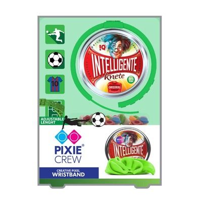 Pixie Crew, Piłka nożna, zestaw: kreatywna, silikonowa bransoletka + inteligentna plastelina, zielona