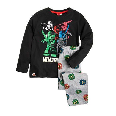 Piżama chłopięca z długim rękawem, LEGO Ninjago, czarna bluza, szare spodnie