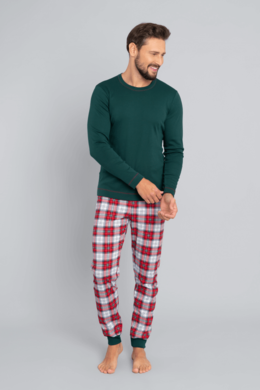 Piżama męska, zielono-czerwona, Moss, Italian Fashion