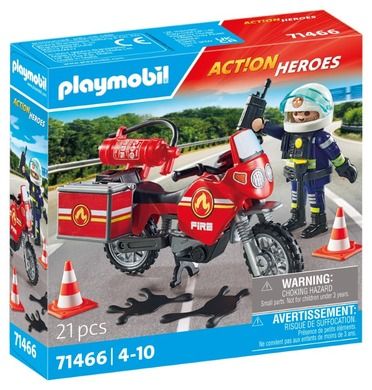Playmobil, Action Heroes, Motocykl straży pożarnej na miejscu wypadku, 71466