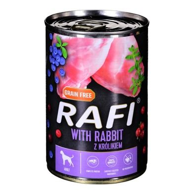 Rafi, karma mokra dla psa, królik, borówki, żurawina, 400 g