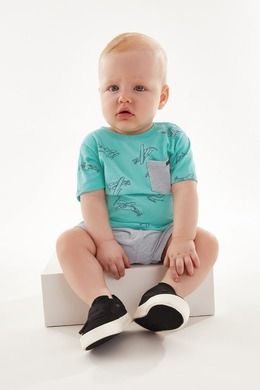 Rampers chłopięcy, turkusowo-szary, Up Baby