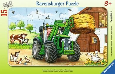 Ravensburger, Traktor na polu, puzzle dla dzieci 2D w ramce, 15 elementów