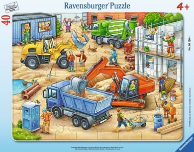 Ravensburger, Wielkie pojazdy budowlane, puzzle dla dzieci 2D w ramce, 40 elementów
