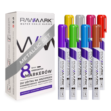 Rawmark, markery kredowe metaliczne, 8 kolorów