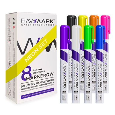 Rawmark, markery kredowe, neon, 8 kolorów