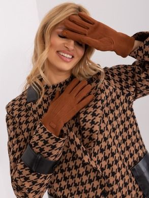 Rękawiczki damskie, brązowe, Italy Moda