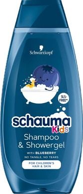 Schauma Kids, szampon i żel pod prysznic 2w1 dla chłopców, blueberry, 400 ml