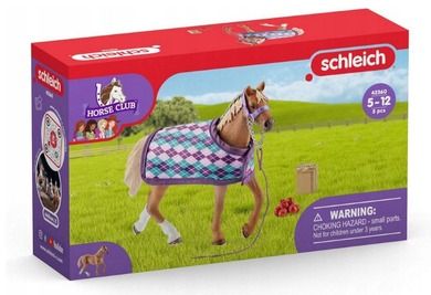 Schleich, Horse Club, Koń rasy Angielskiej z kocem, figurka, 42360