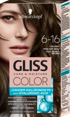 Schwarzkopf Gliss Color, krem koloryzujący nr 6-16 Chłodny Perłowy Brąz