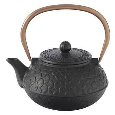 Secret de Gourmet, dzbanek zaparzania do herbaty, Black Flower, 0.5l, czarny ze złotą rączką