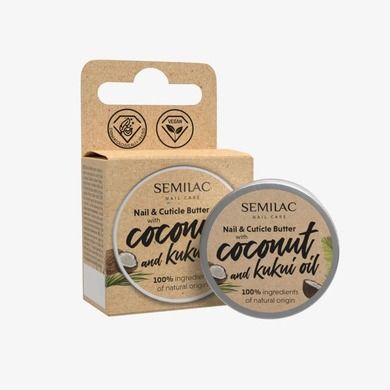 Semilac, Nail Care, masełko do pielęgnacji skórek i paznokci z olejkiem z kokosa i kukui, 12g