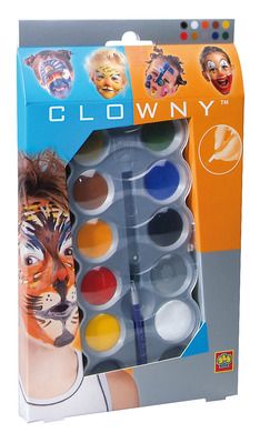 SES Creative, farby wodne do malowania twarzy, 10 kolorów, Clowny
