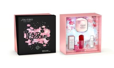 Shiseido, Beauty Blossoms, zestaw: krem na przebarwienia, 50 ml + pianka, 5 ml + lotion, 7 ml + koncentrat, 10 ml