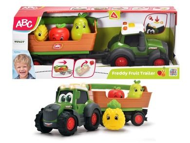 Simba, ABC, Freddy Fruit Fendt, Owocowy traktor z przyczepą, pojazd, światło i dźwięk, 30 cm