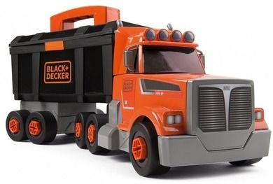Smoby, Black and Decker, ciężarówka z walizką z narzędziami 2w1
