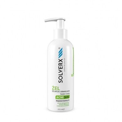 Solverx, Acne SkIn, żel do mycia i demakijażu twarzy i oczu, przeciwtrądzikowy, 200 ml