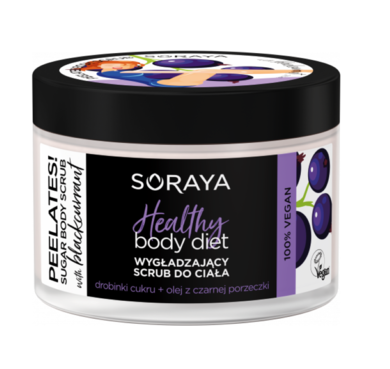 Soraya, Healthy Body Diet Peelates, wygładzająco-odżywczy scrub do ciała z olejkiem z czarnej porzeczki, 200 g