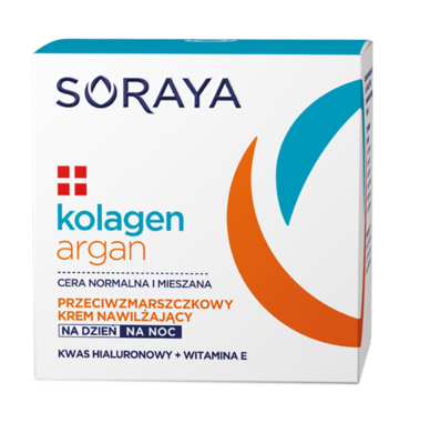 Soraya, Kolagen i Argan, nawilżający krem przeciwzmarszczkowy na dzień i noc, 50 ml