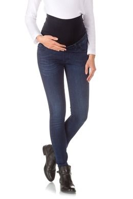Spodnie jeansowe damskie, ciążowe, slim, ciemnoniebieskie, Bellybutton