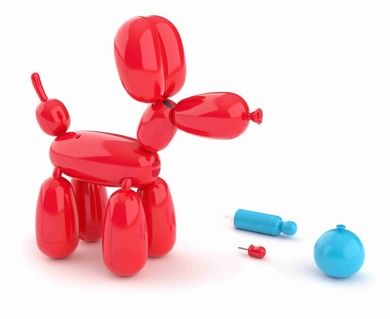 Squeakee, interaktywny balonowy piesek, czerwony