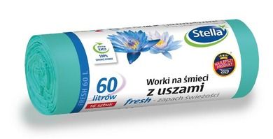 Stella, Fresh, worki na śmieci z uszami, zapach świeżości, 60 l, 16 szt.