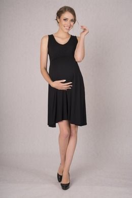 Sukienka damska bez rękawów, ciążowa, czarna, Miracle