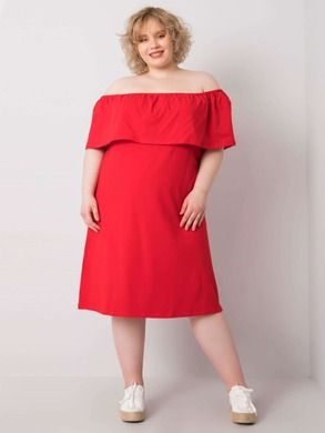 Sukienka damska, plus size, czerwona, Basic Feel Good