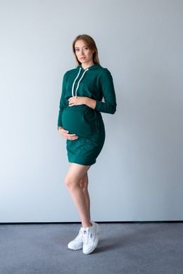 Sukienka damska z długim rękawem, do karmienia, ciemnozielona, Miracle