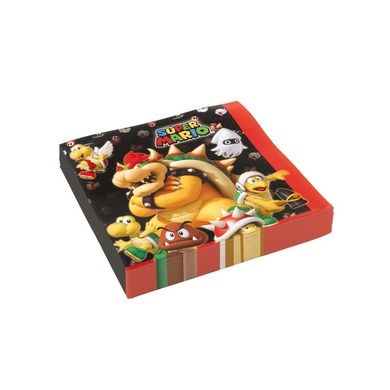 Super Mario, serwetki urodzinowe, 33-33 cm, 20 szt.