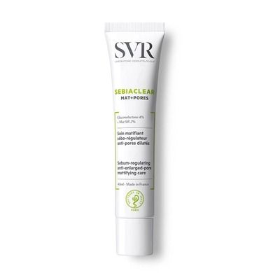 SVR, Sebiaclear Mat+Pores, krem matujący regulujący wydzielanie sebum i zwężający pory, 40 ml