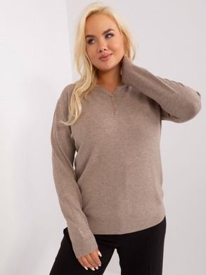 Sweter damski, plus size, beżowy, P-M