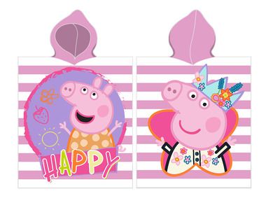 Świnka Peppa, poncho dziecięce, różowe, 55-110 cm