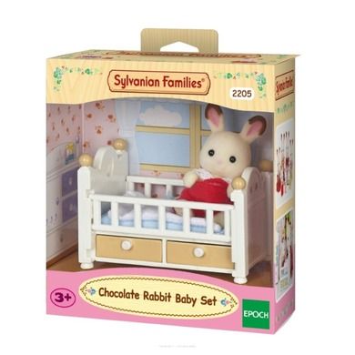Sylvanian Families, dziecko królików z czekoladowymi uszkami z łóżkiem dziecięcym, zestaw z figurką, 5062