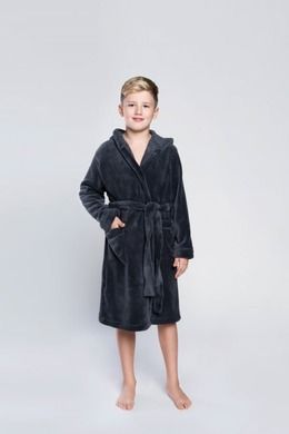 Szlafrok chłopięcy z kapturem, grafitowy, Mimas, Italian Fashion