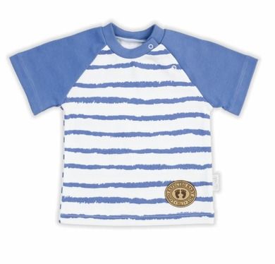 T-shirt chłopięcy, niebiesko-biały, Nicol