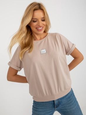 T-shirt damski, beżowy, Relevance