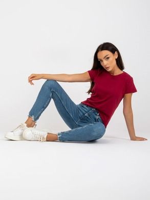 T-shirt damski, bordowy, Basic Feel Good