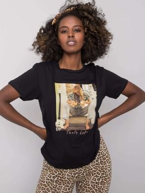 T-shirt damski, czarny, Pepper & Mint