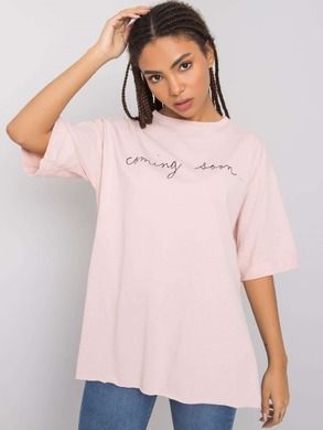 T-shirt damski, oversize, różowy, Rue Paris