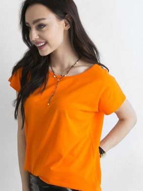T-shirt damski, pomarańczowy, Basic Feel Good